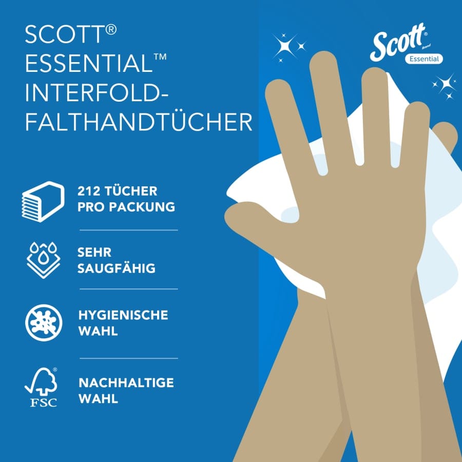 SCOTT® Essential™ Falthandtücher, 1-lagig, 21 x 20 cm