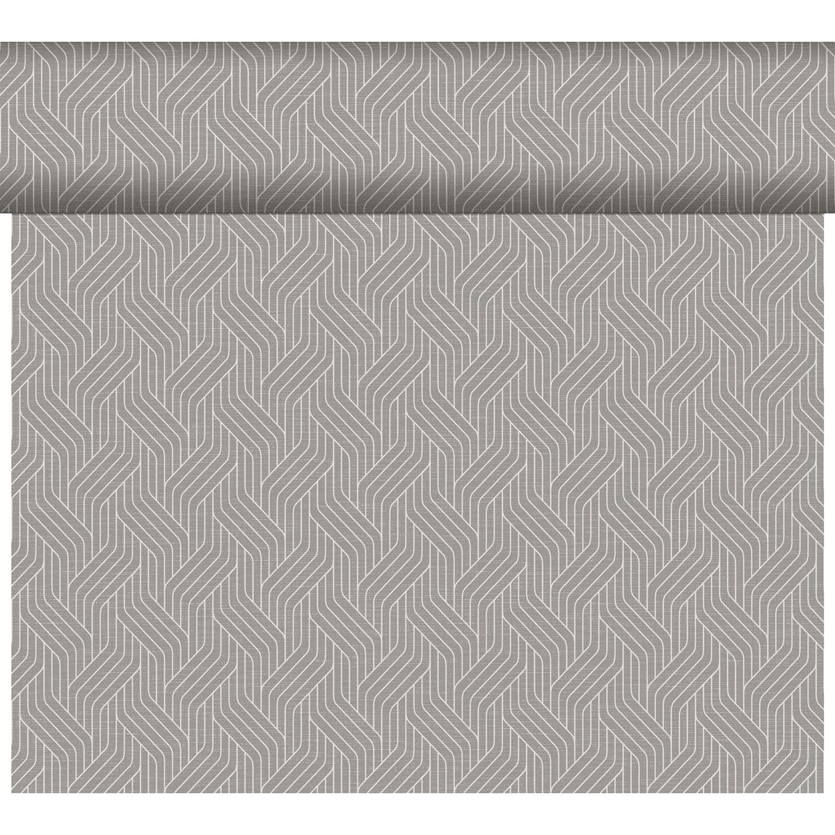 Duni Dunicel Tête-à-Tête-Tischläufer, Motiv Woven, 0,40 x 24 m Farbvariante: Granite Grey