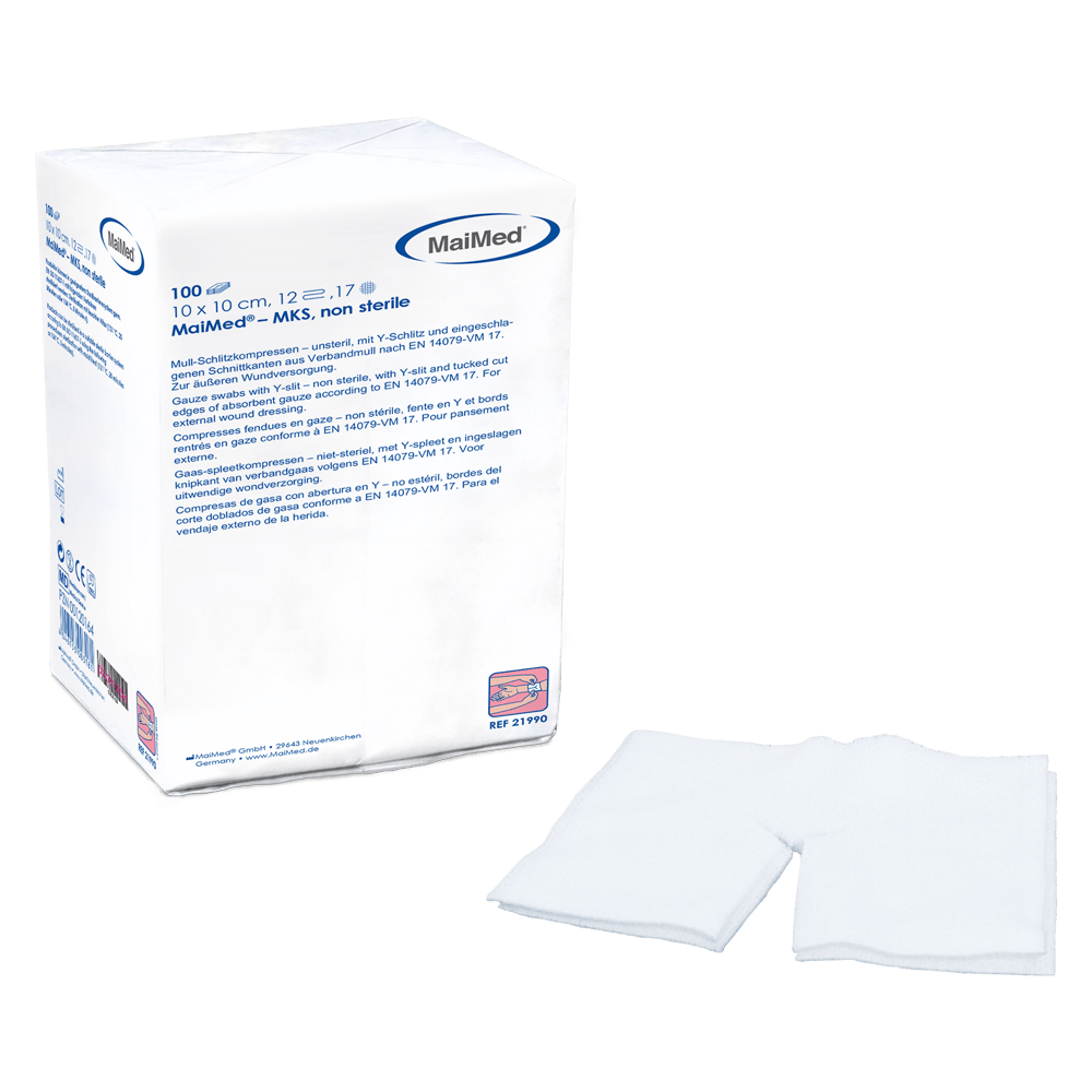 MaiMed MKS Mull-Schlitzkompressen Variante: unsteril 8-fach 5 cm x 5 cm