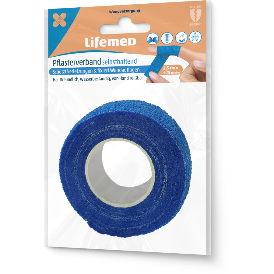 Selbsthaftender Pflasterverband 4 m x 2,5 cm, einfarbige Rolle