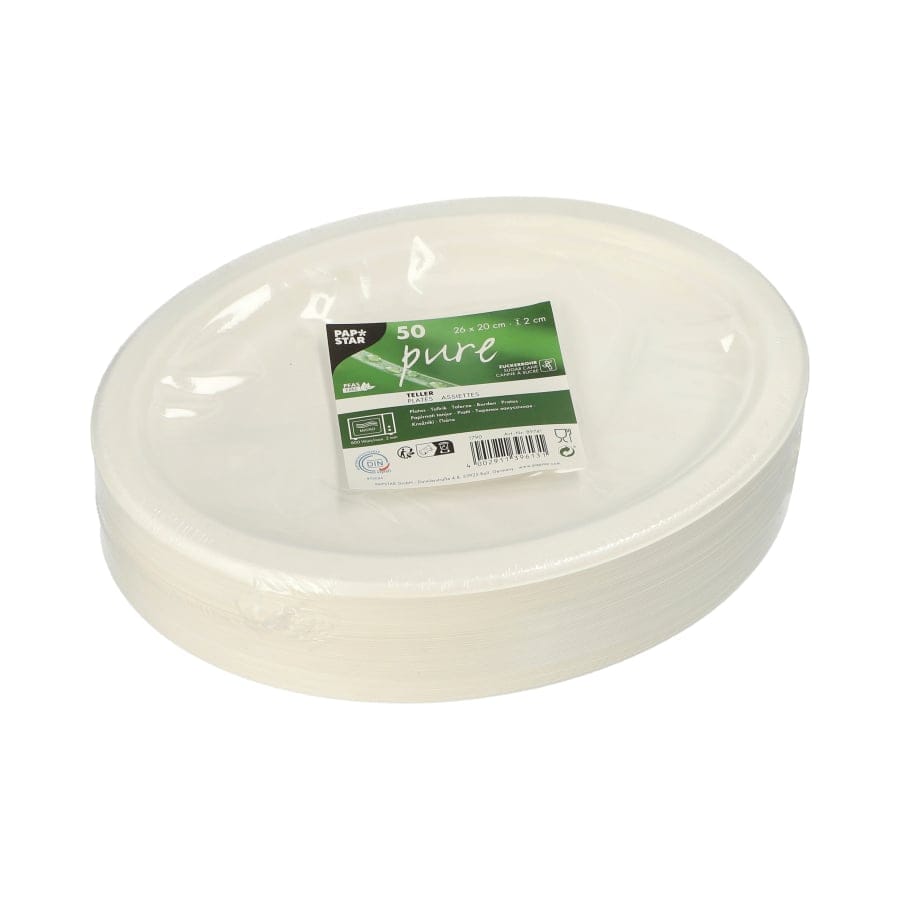 Papstar Pure Teller, Zuckerrohr oval 26 x 20 cm