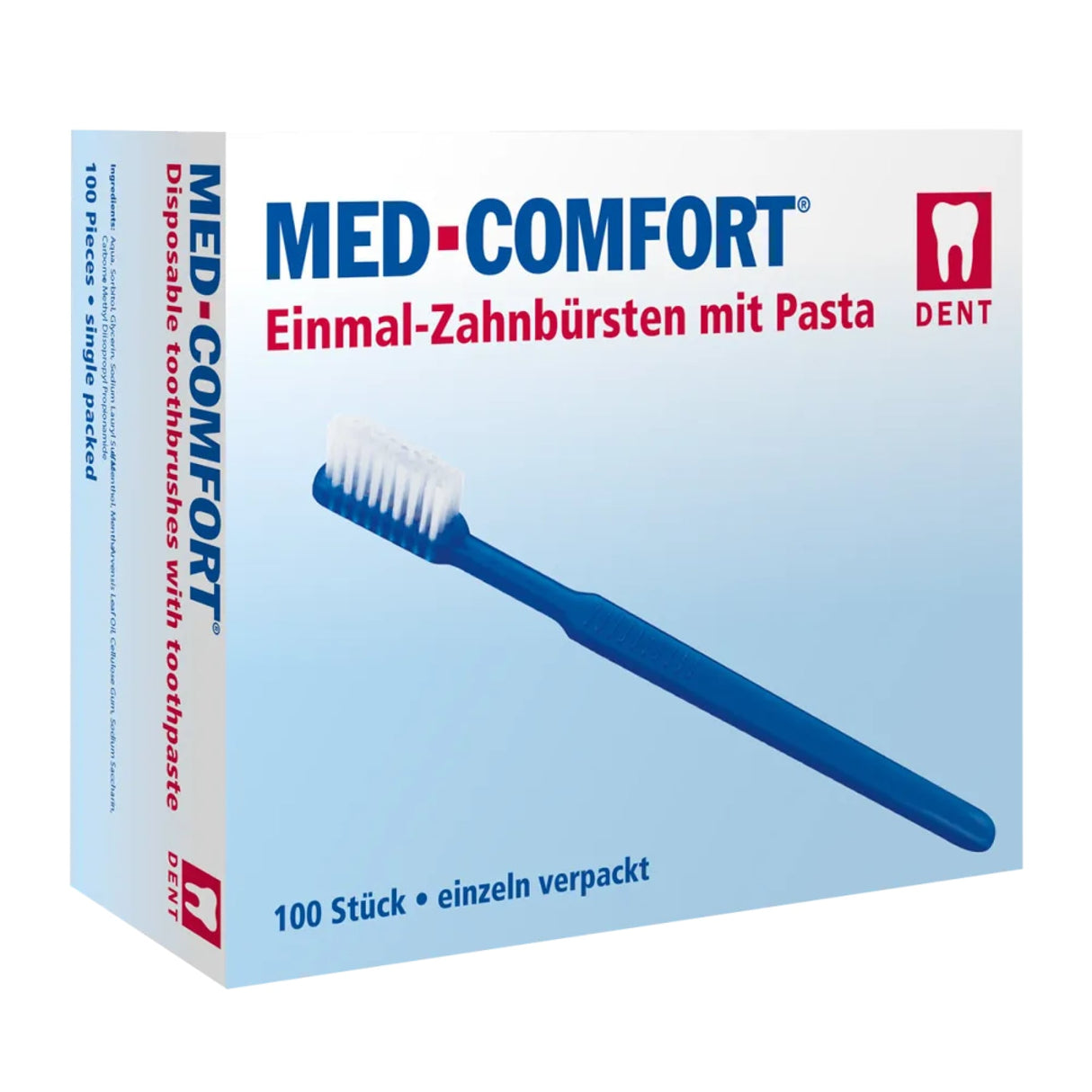 AMPri MED-COMFORT Einmalzahnbürste mit Zahnpasta
