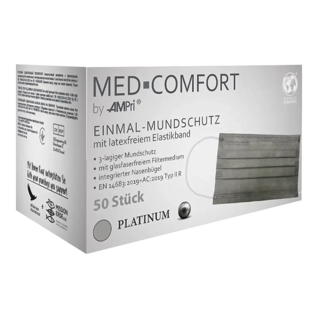 AMPri MED-COMFORT Einmalmundschutz Typ IIR 4-lagig OP-Mundschutz