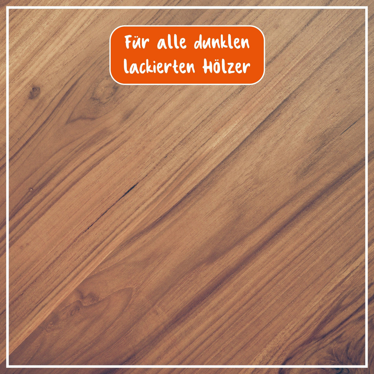 Dunkle lackierte Holzoberfläche für Poliboy Holzpolitur dunkel.