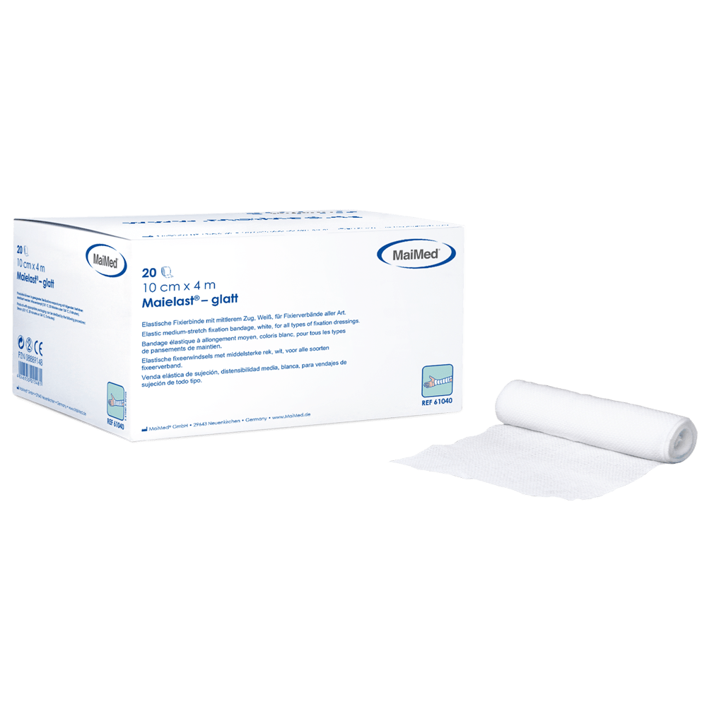 MaiMed Maielast - glatt unsteril elastische Fixierbinden Größe: 4 cm x 4 m
