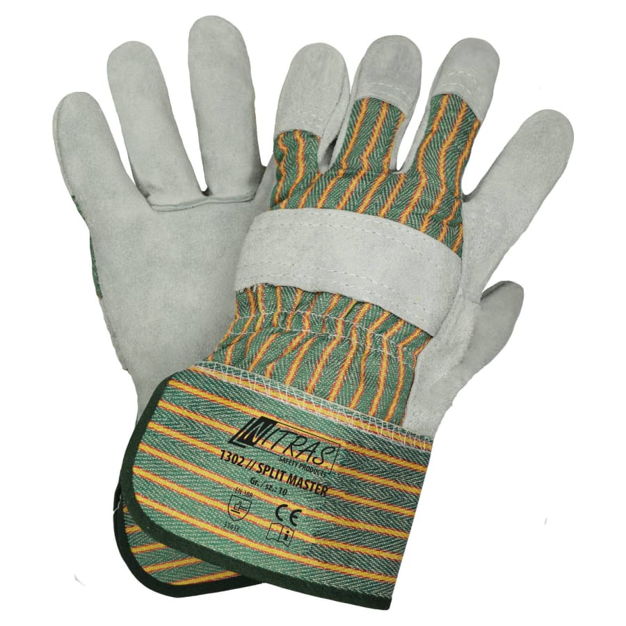NITRAS AS-3F Rindspaltlederhandschuhe Größe 9 – 1 Karton (72 Paar)