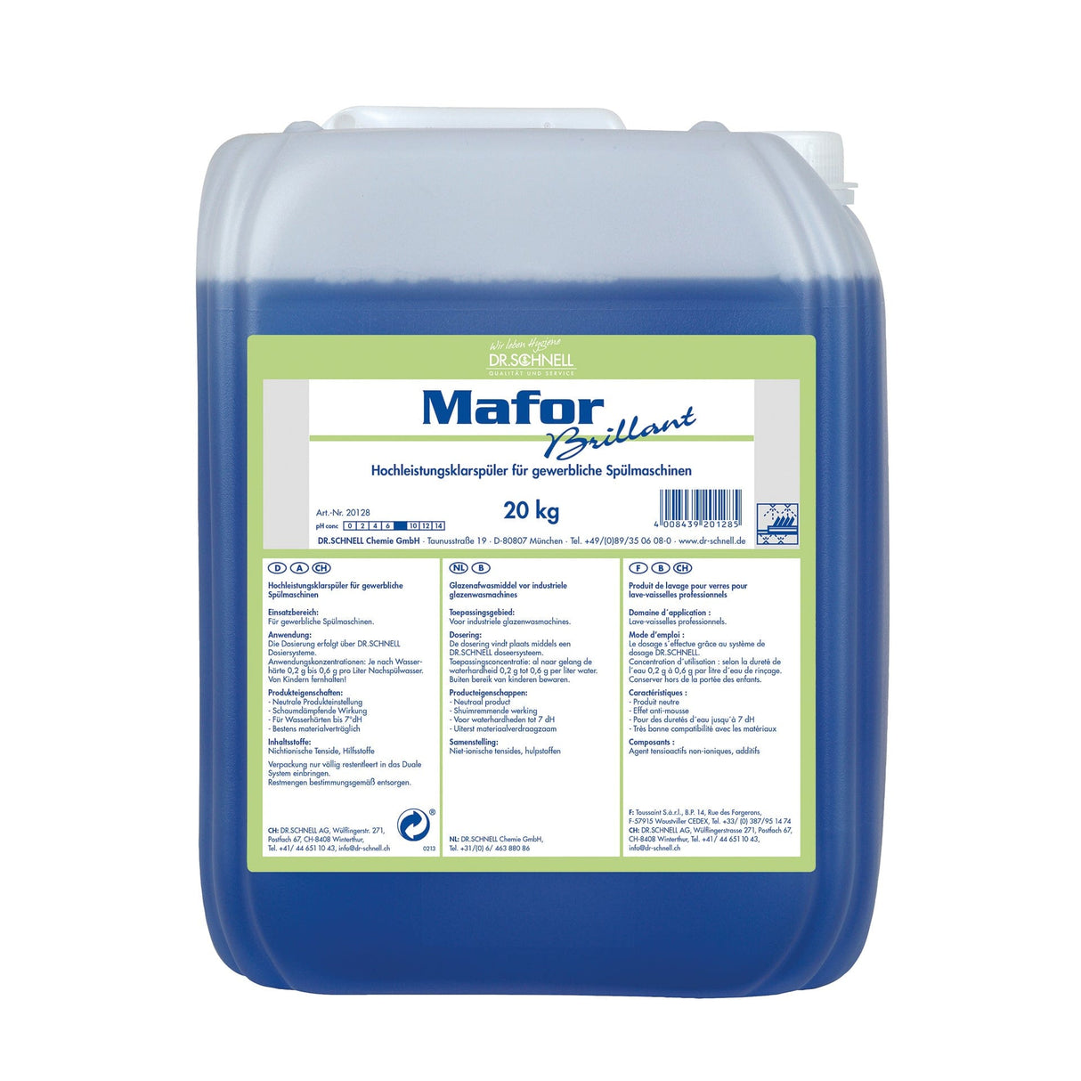 Dr. Schnell Mafor Brillant Hochleistungsklarspüler Inhalt: 20 kg Kanister