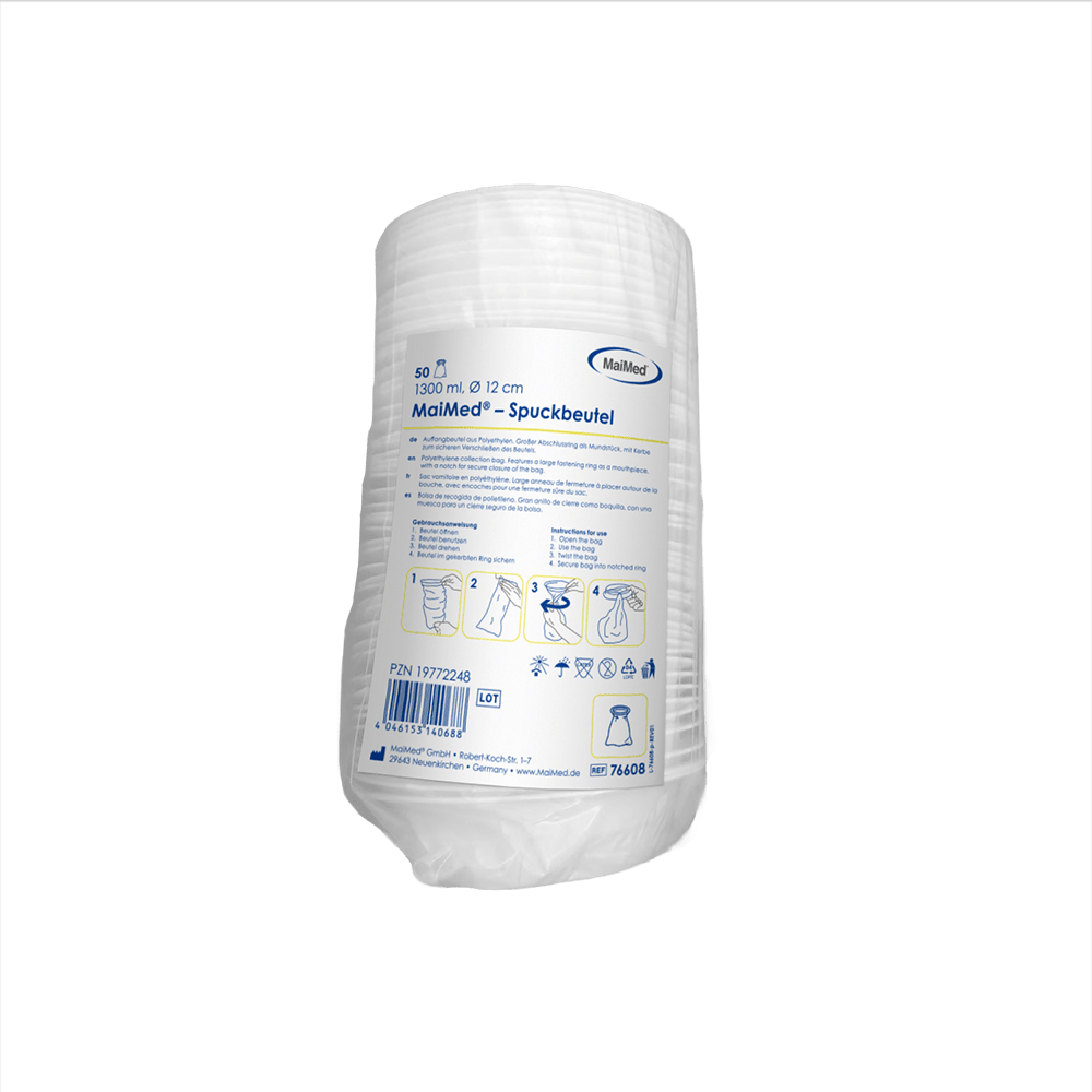 MaiMed Spuckbeutel - Auslaufsicher mit 1300 ml Auffangvolumen