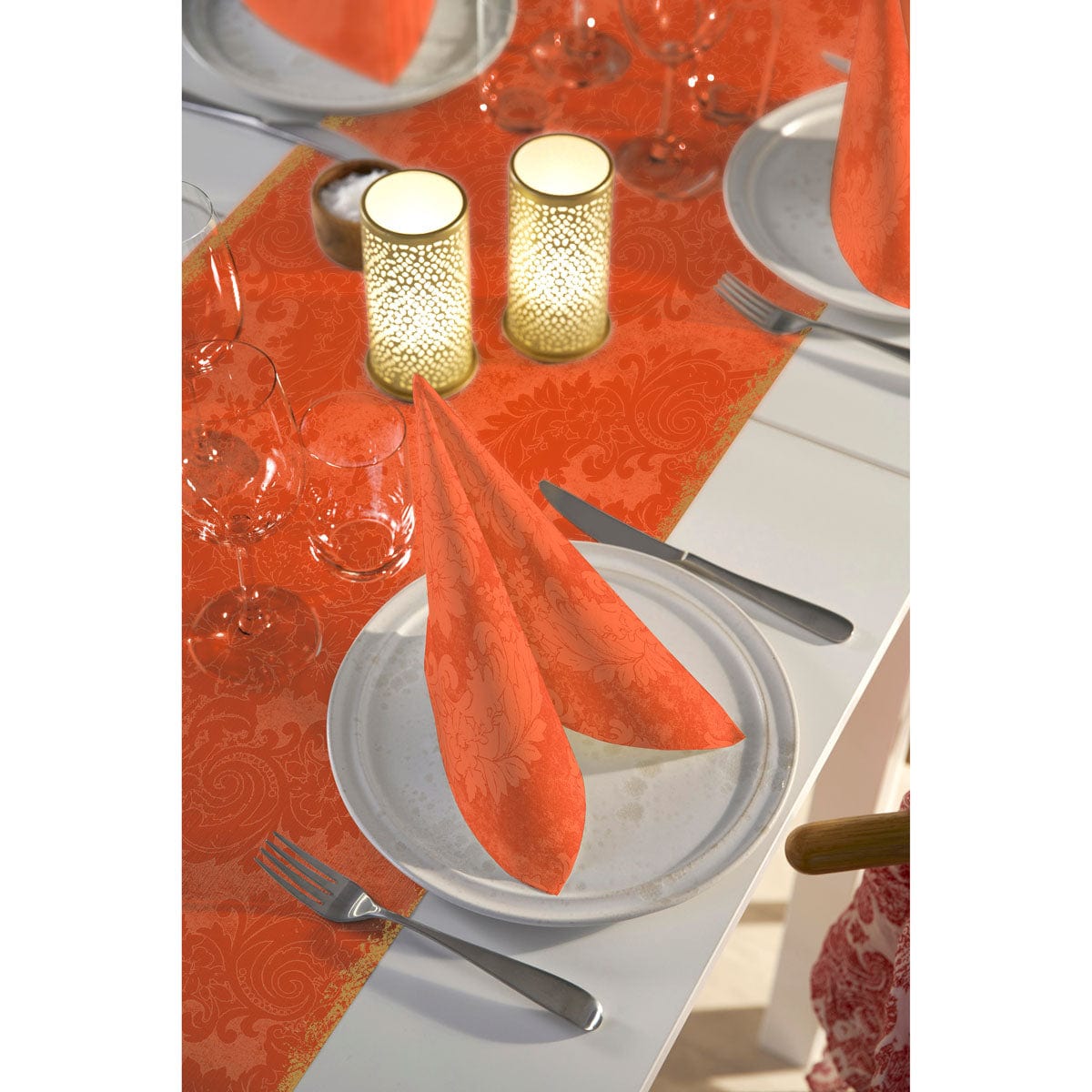 Duni Dunicel Tête-à-Tête-Motiv-Tischläufer, Royal Granite Grey, 0,40 x 24 m