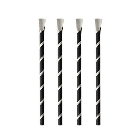 PAPSTAR Papier-Trinkhalm mit Löffel "pure" Farbvariante: schwarz / weiß