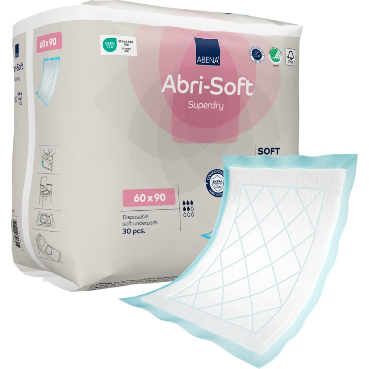 ABENA® Einweg-Unterlage, mit SAP, unsteril, 60 x 90 cm, blau 1 Karton (4 Packungen × 30 Stück)