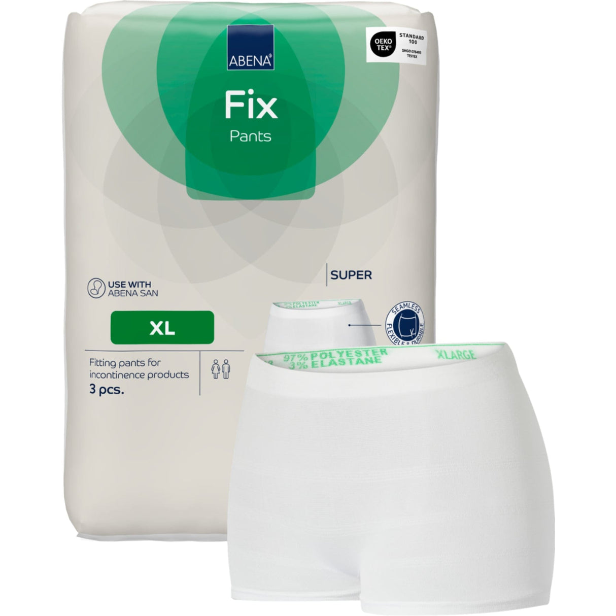 ABENA® Fix Pants Super Fixierhose, weiß 1 Karton (20 Packungen × 3 Stück), Xl