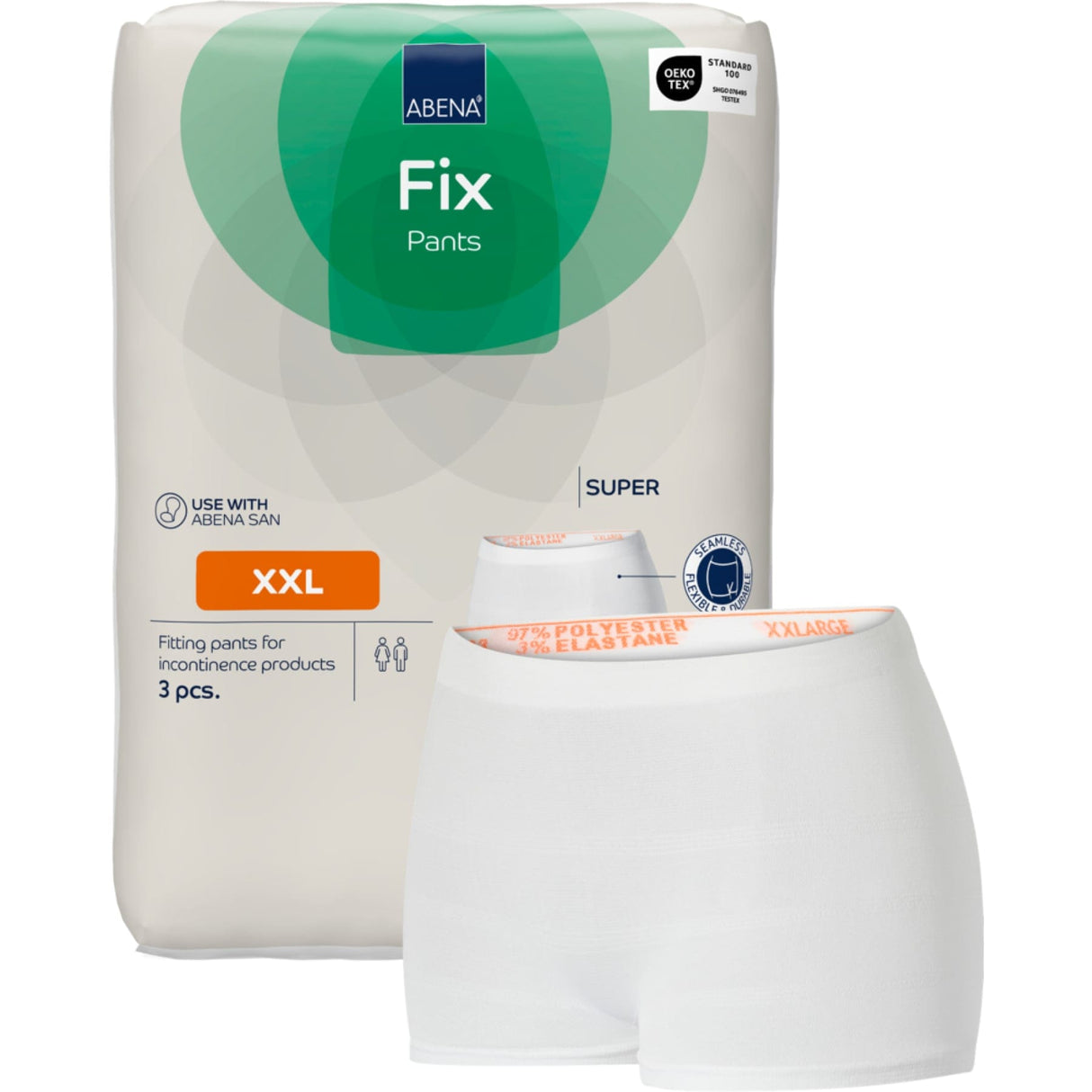 ABENA® Fix Pants Super Fixierhose, weiß 1 Karton (20 Packungen × 3 Stück), Xxl