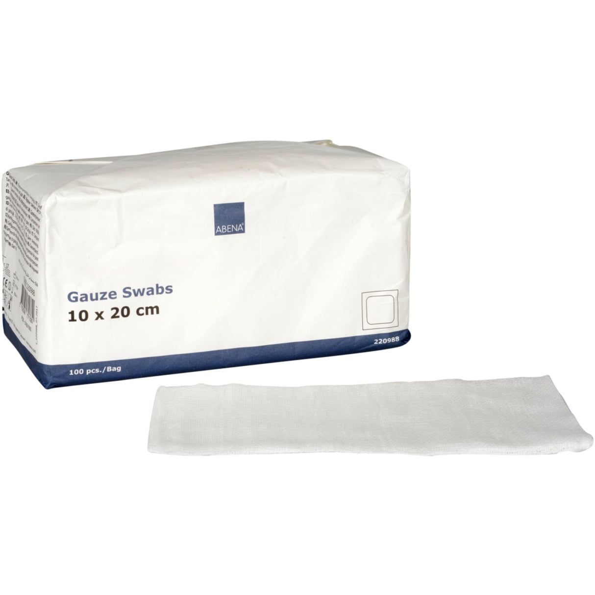 ABENA® Mullkompressen, 8-lagig, 17-fädig, unsteril, weiß 1 Karton (20 Packungen × 100 Stück)