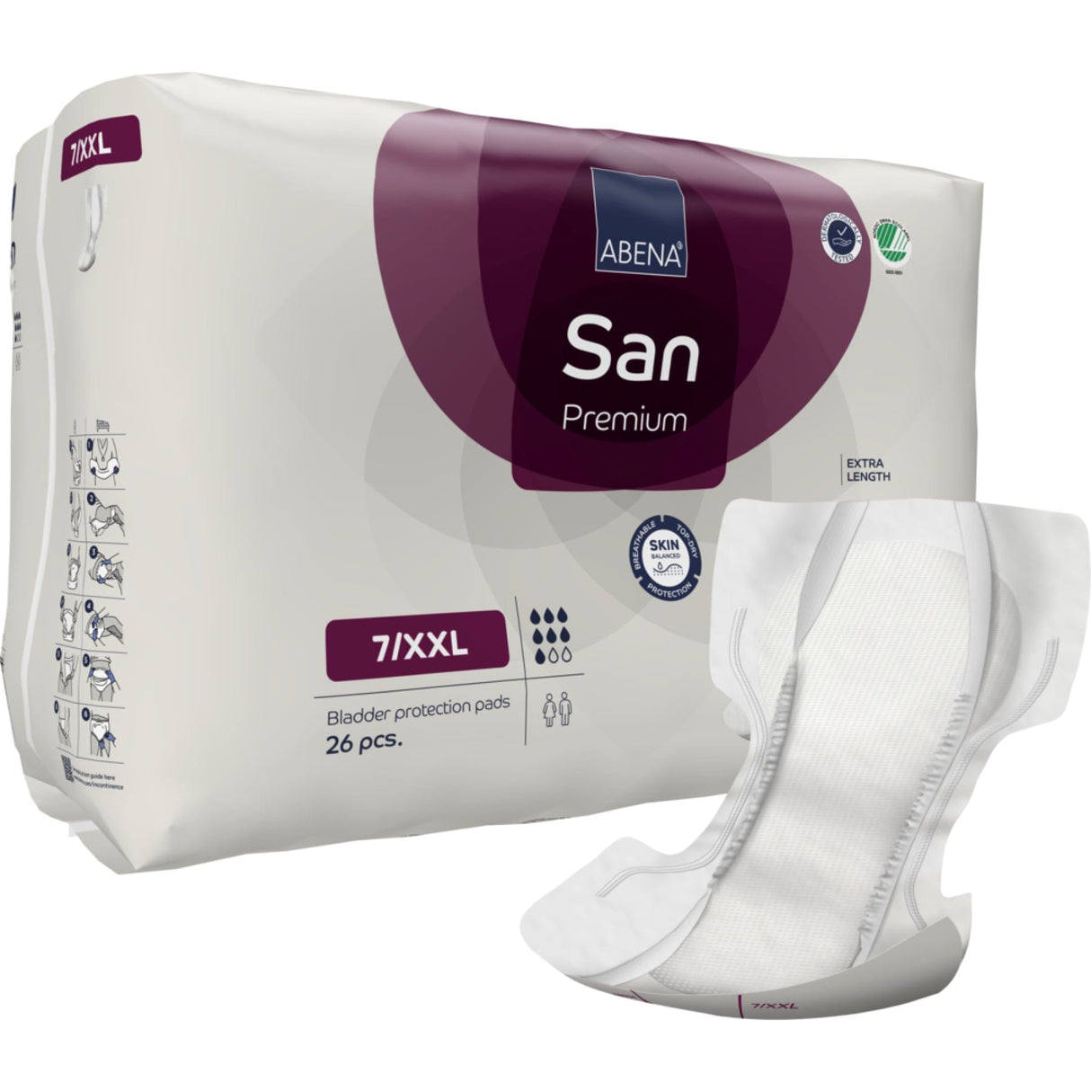 ABENA® San Premium Bariatric Inkontinenzeinlagen, Größe 7/XXL Größe 7 Xxl, 1 Karton (4 Packungen × 26 Stück)