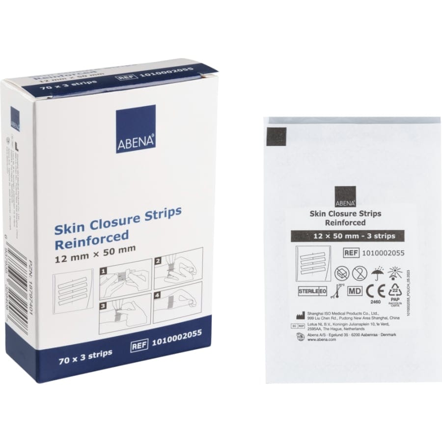 ABENA® Wundnahtstreifen, mit 3 Streifen, steril, weiß 1 Karton (16 Packungen × 70 Stück) · 425446