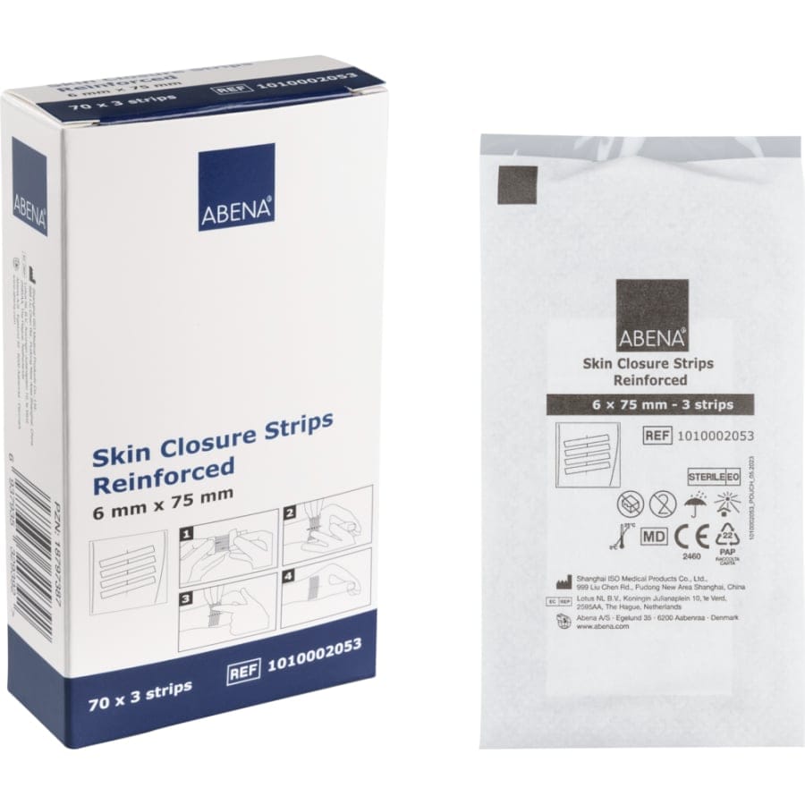 ABENA® Wundnahtstreifen, mit 3 Streifen, steril, weiß 1 Karton (16 Packungen × 70 Stück)