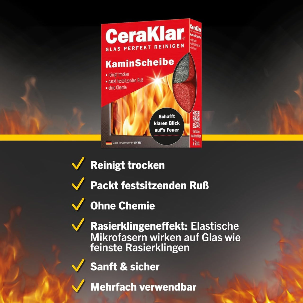 abrazo CeraKlar KaminScheiben Schwamm