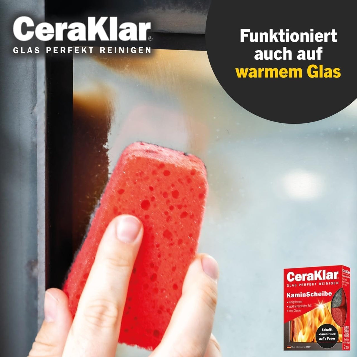abrazo CeraKlar KaminScheiben Schwamm