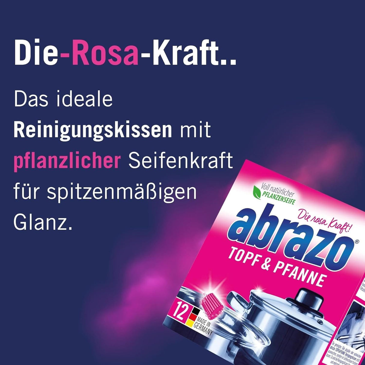 Abrazos rosa Reinigungskissen für Töpfe und Pfannen mit pflanzlicher Seifenwirkung für strahlenden Glanz.