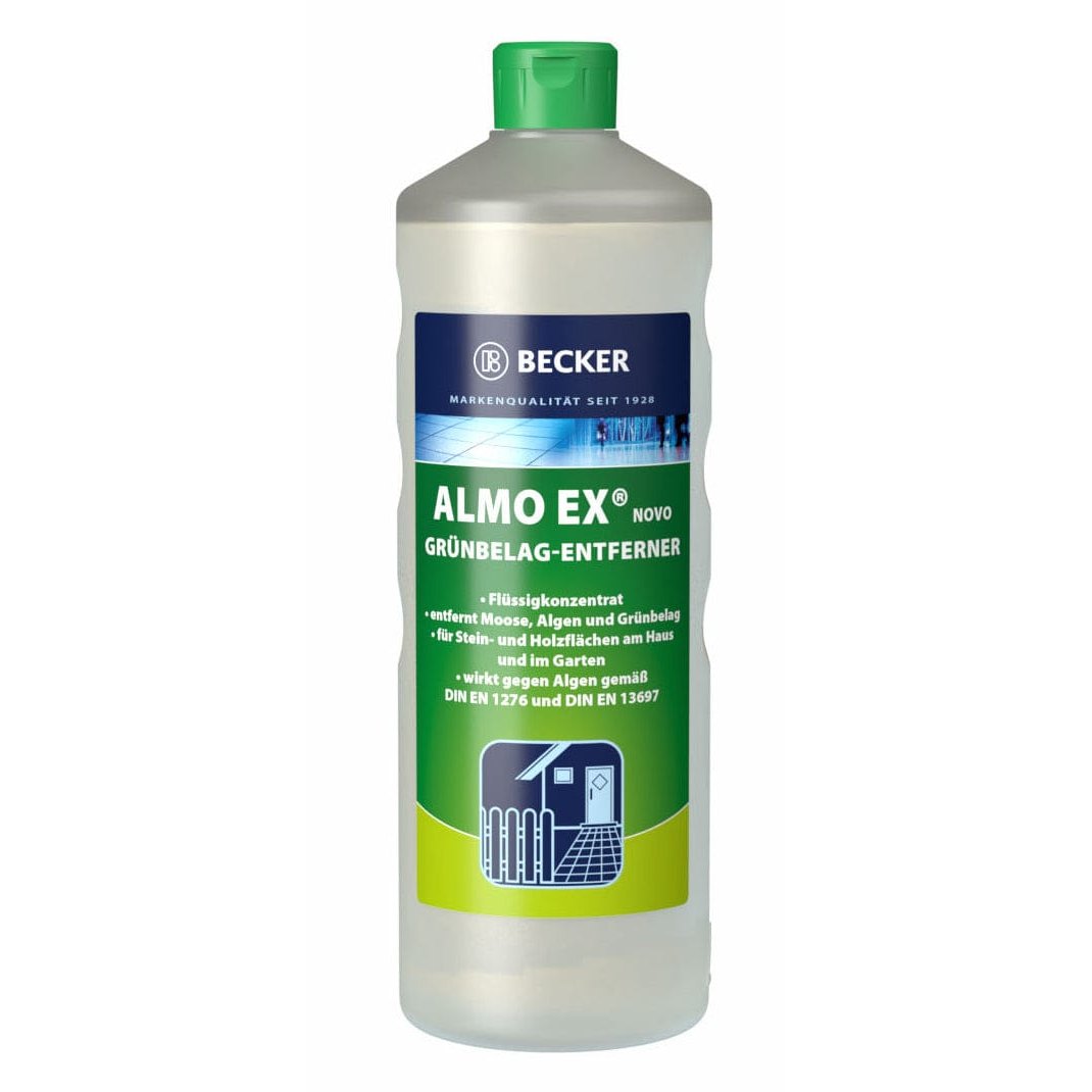 ALMO-EX Novo Steinreiniger / Grünbelagentferner für Terrassen aus Holz oder Stein 1 Liter Flasche