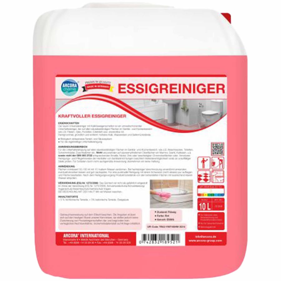 Arcora Essigreiniger Universalreiniger mit Kalklöseeigenschaften 10 Liter Kanister
