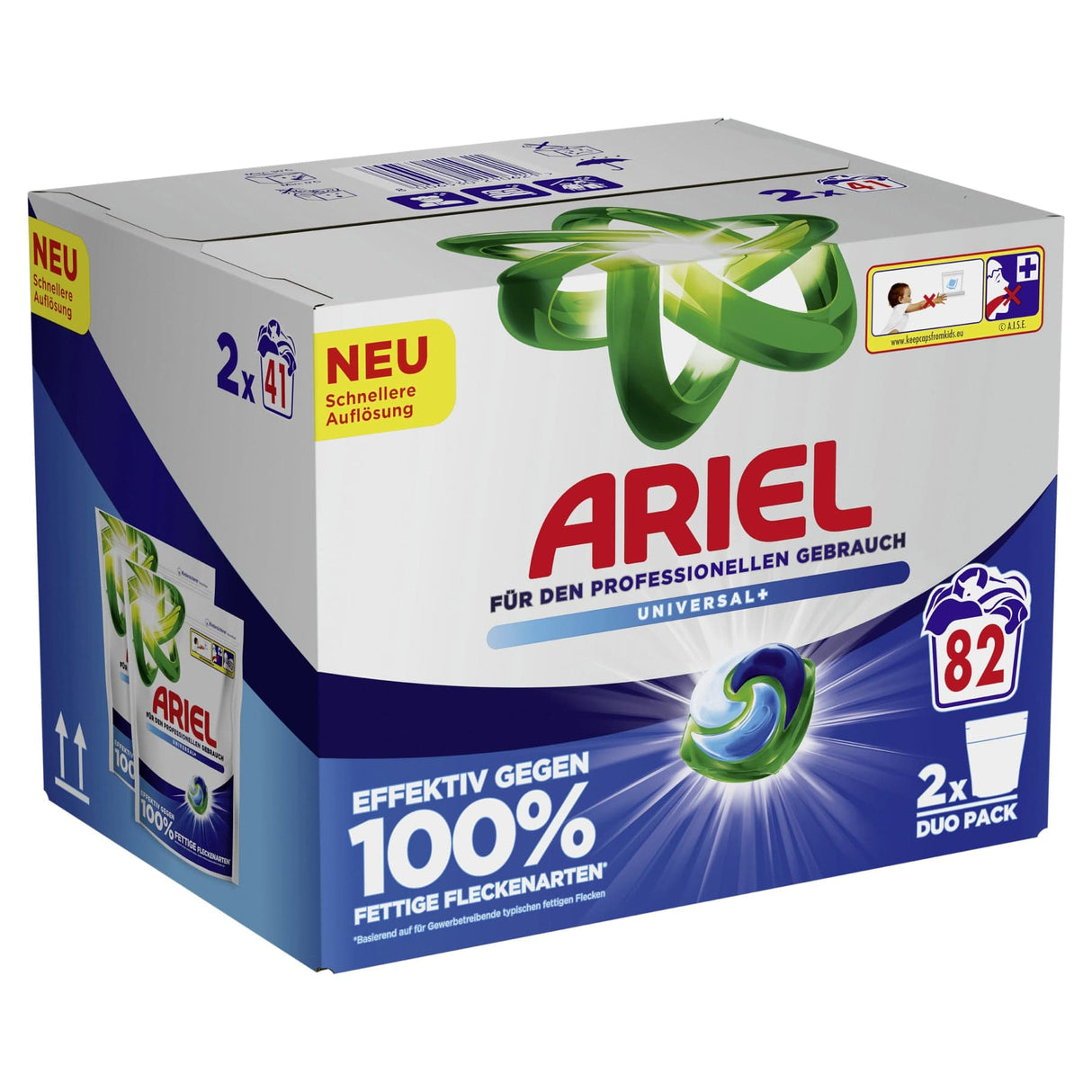 Ariel Professional All-in-1 Pods Universal+ Vollwaschmittel 1 Karton (2 Packungen × 41 Stück × 5 g)