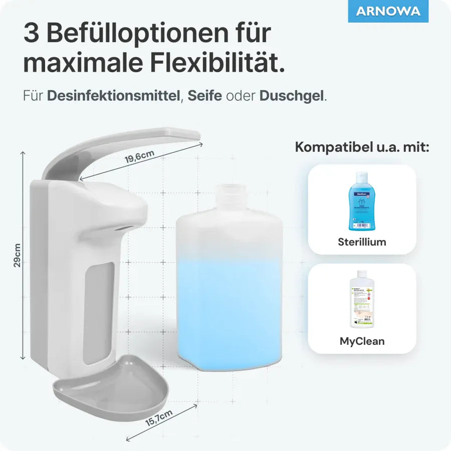 ARNOMED Desinfektionsmittelspender, ABS Kunststoff, weiß