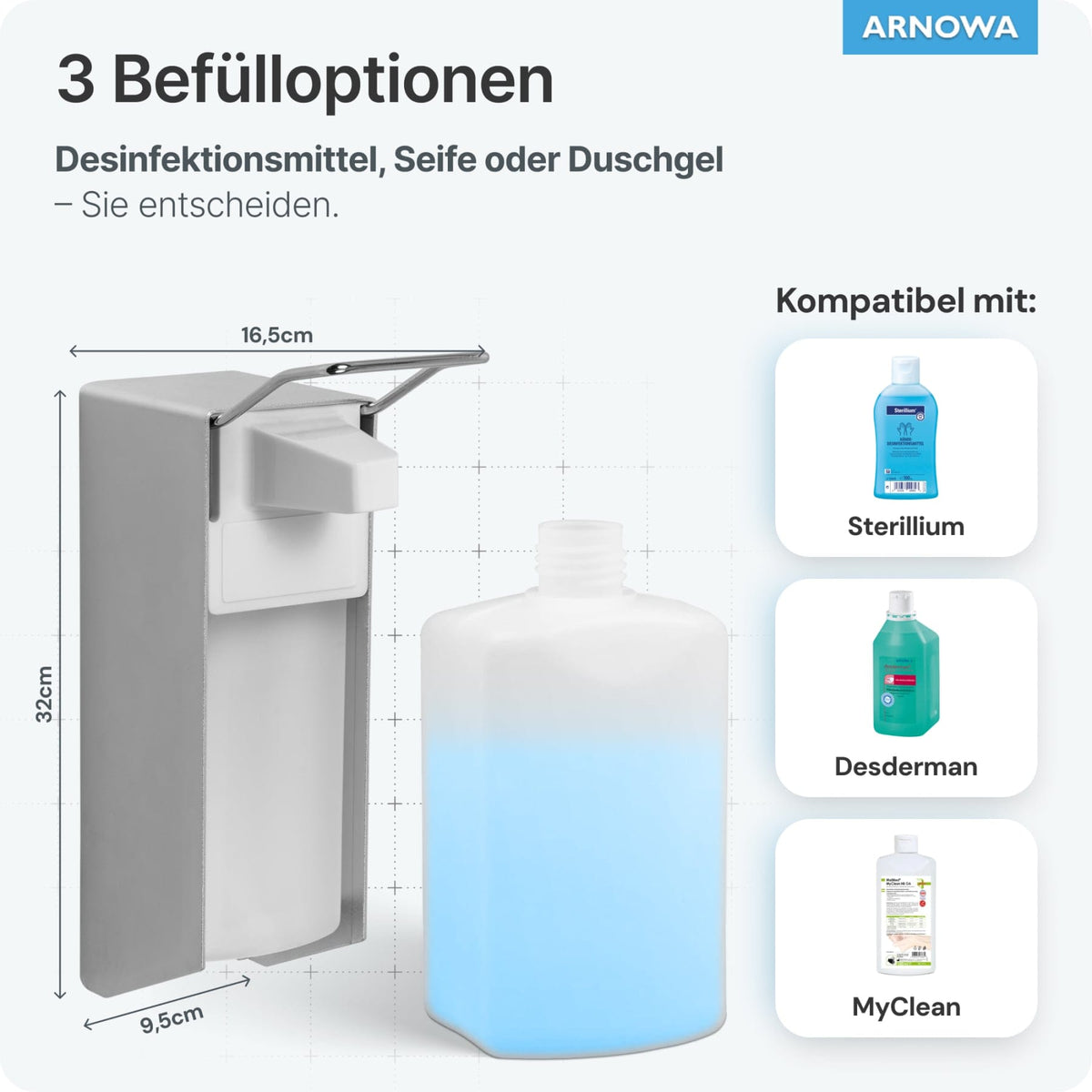 ARNOMED Desinfektionsmittelspender, Aluminium