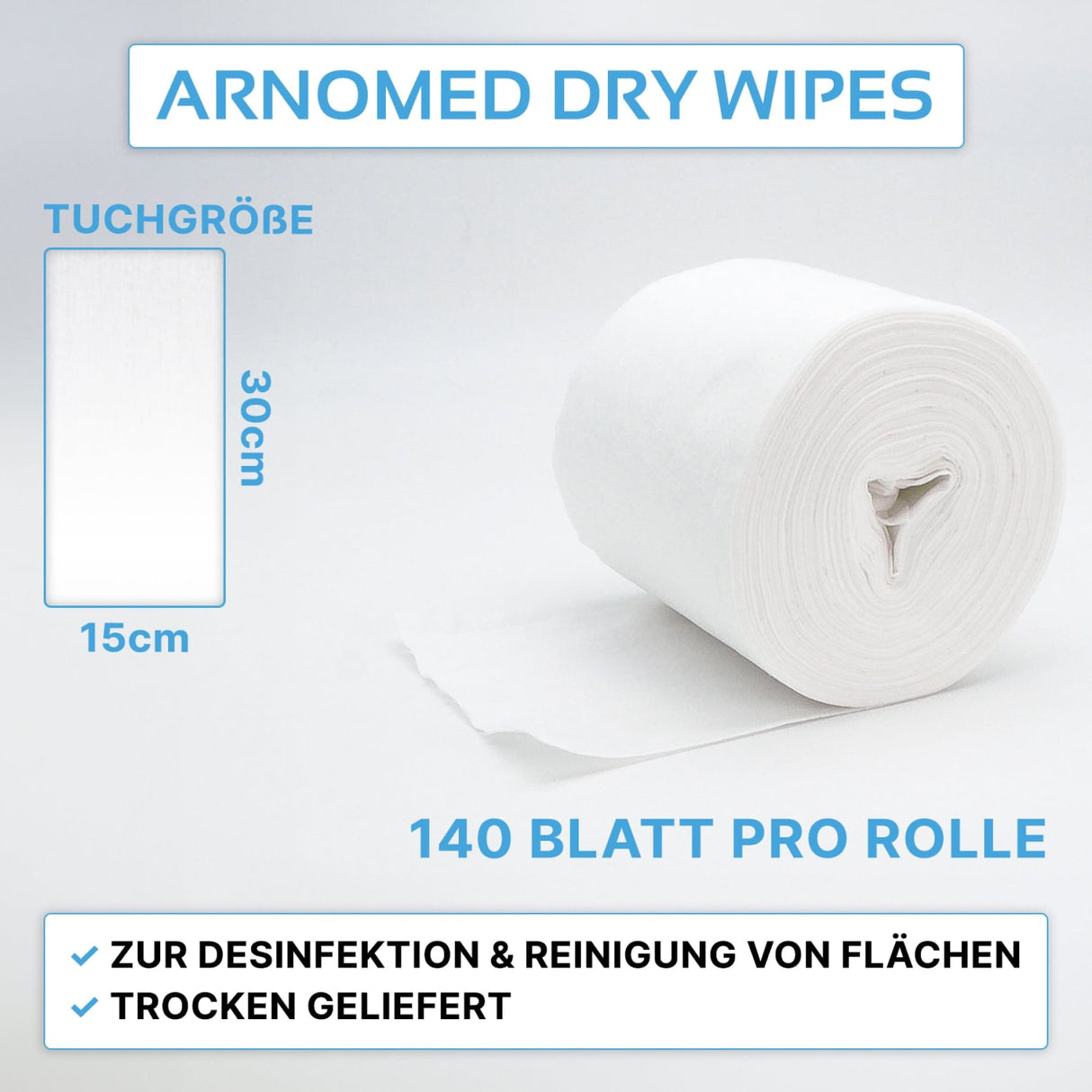 ARNOMED Dry Wipes Vliestuchrolle, weiß, 15 x 30 cm