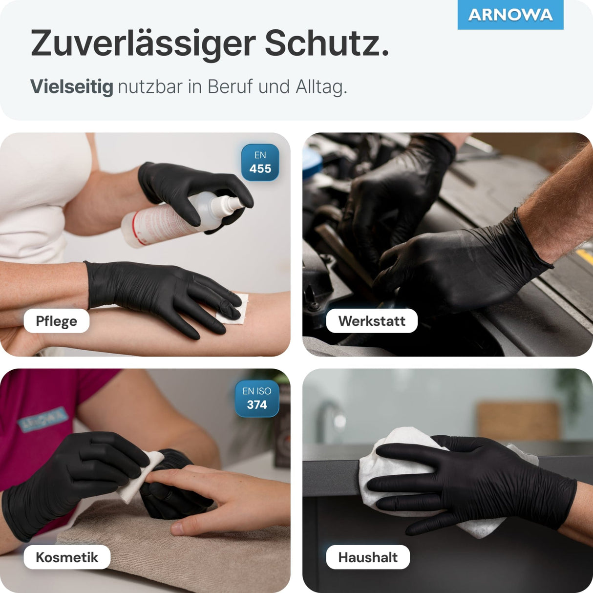 ARNOMED Latex Black Einmalhandschuhe, puderfrei, schwarz