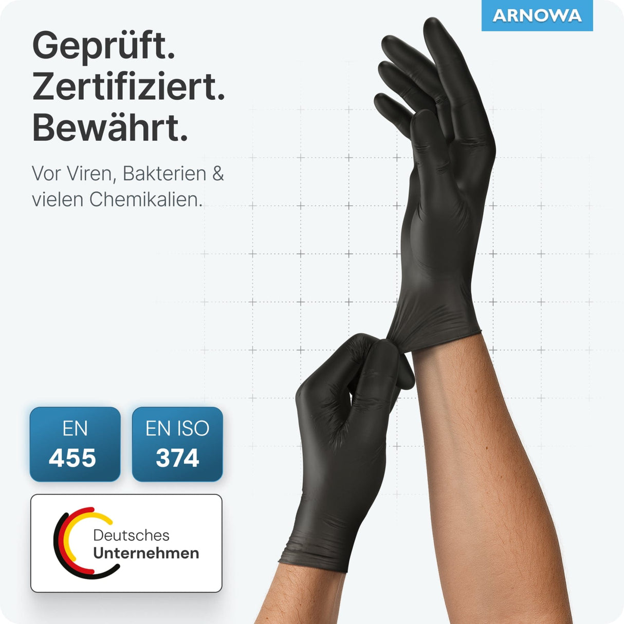 ARNOMED Latex Black Einmalhandschuhe, puderfrei, schwarz