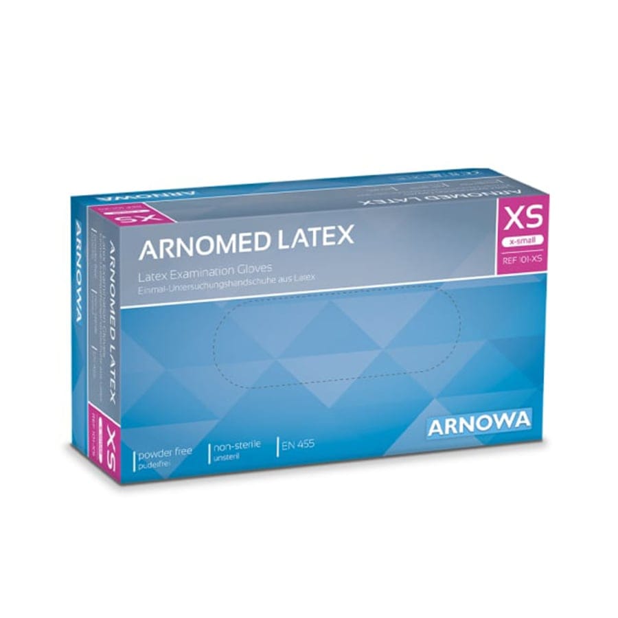 ARNOMED Latex PF Einmalhandschuhe, puderfrei, natur XS / Packung (100 Stück)