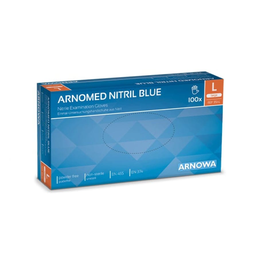 ARNOMED Nitril Blue Einmalhandschuhe, puderfrei, blau L / Packung (100 Stück)