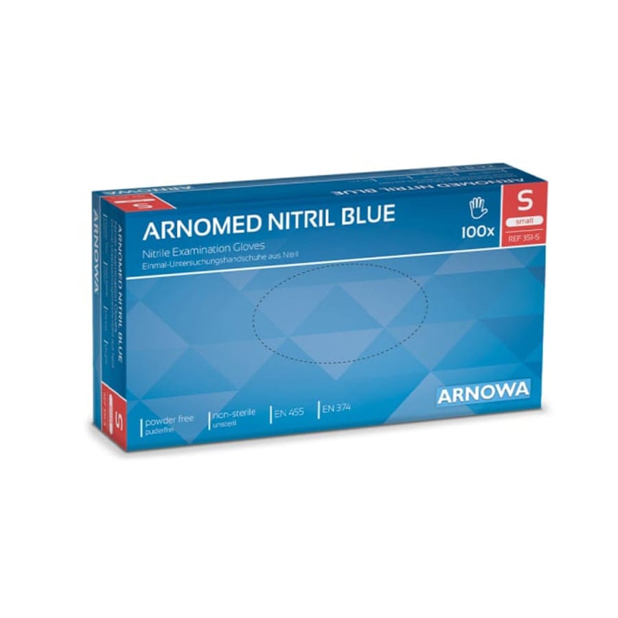 ARNOMED Nitril Blue Einmalhandschuhe, puderfrei, blau S / Packung (100 Stück)