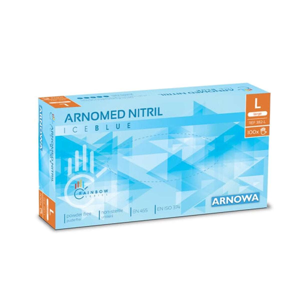 ARNOMED Nitril Ice Blue Einmalhandschuhe, puderfrei, hellblau L / Packung (100 Stück)