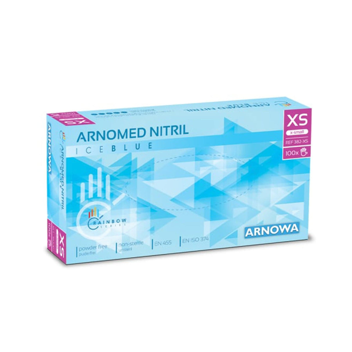 ARNOMED Nitril Ice Blue Einmalhandschuhe, puderfrei, hellblau XS / Packung (100 Stück)