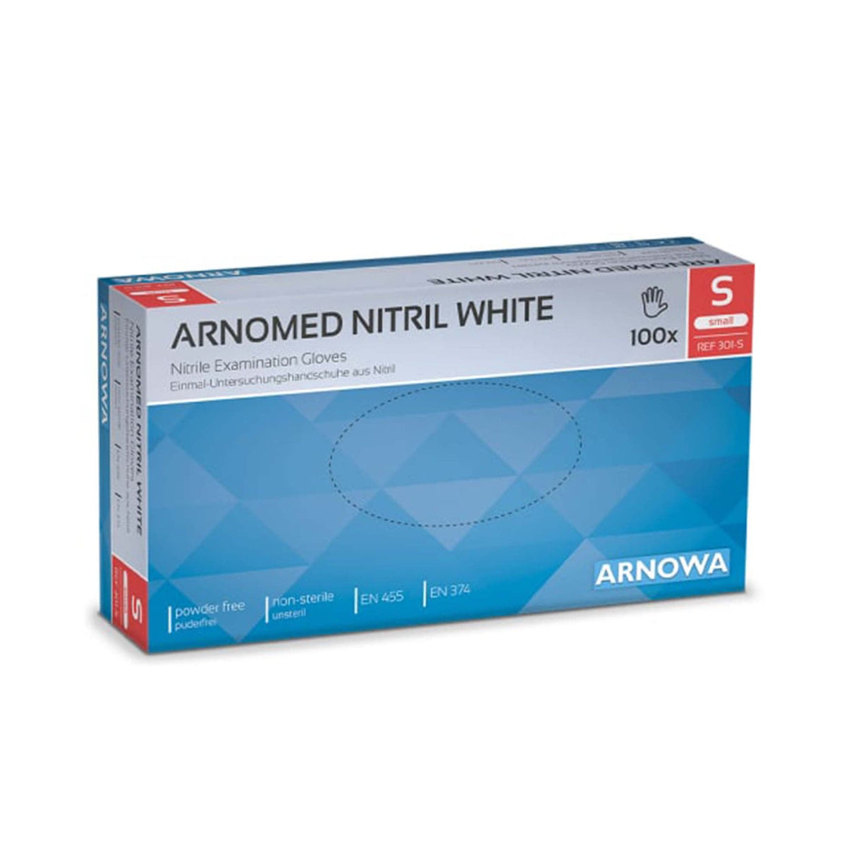 ARNOMED Nitril White Einmalhandschuhe, puderfrei, weiß S / Packung (100 Stück)