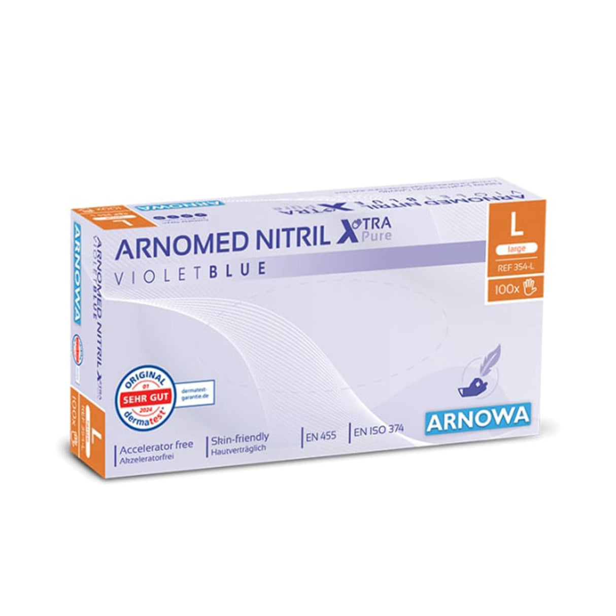 ARNOMED Nitril XTRA PURE Einmalhandschuhe, puderfrei, violett 1 Packung (100 Stück), L