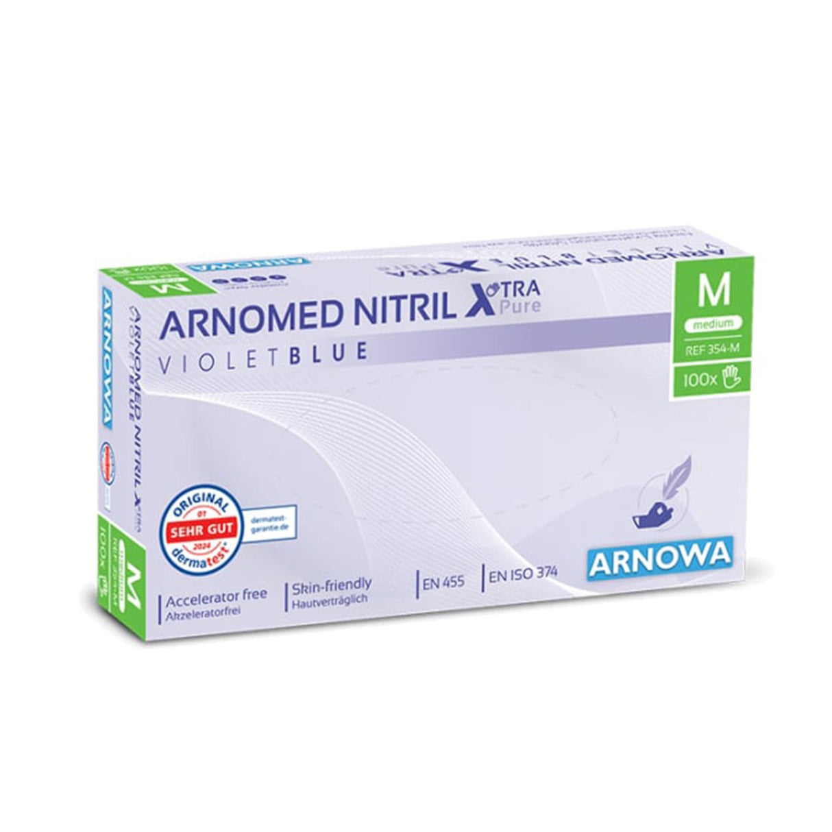 ARNOMED Nitril XTRA PURE Einmalhandschuhe, puderfrei, violett 1 Packung (100 Stück), M