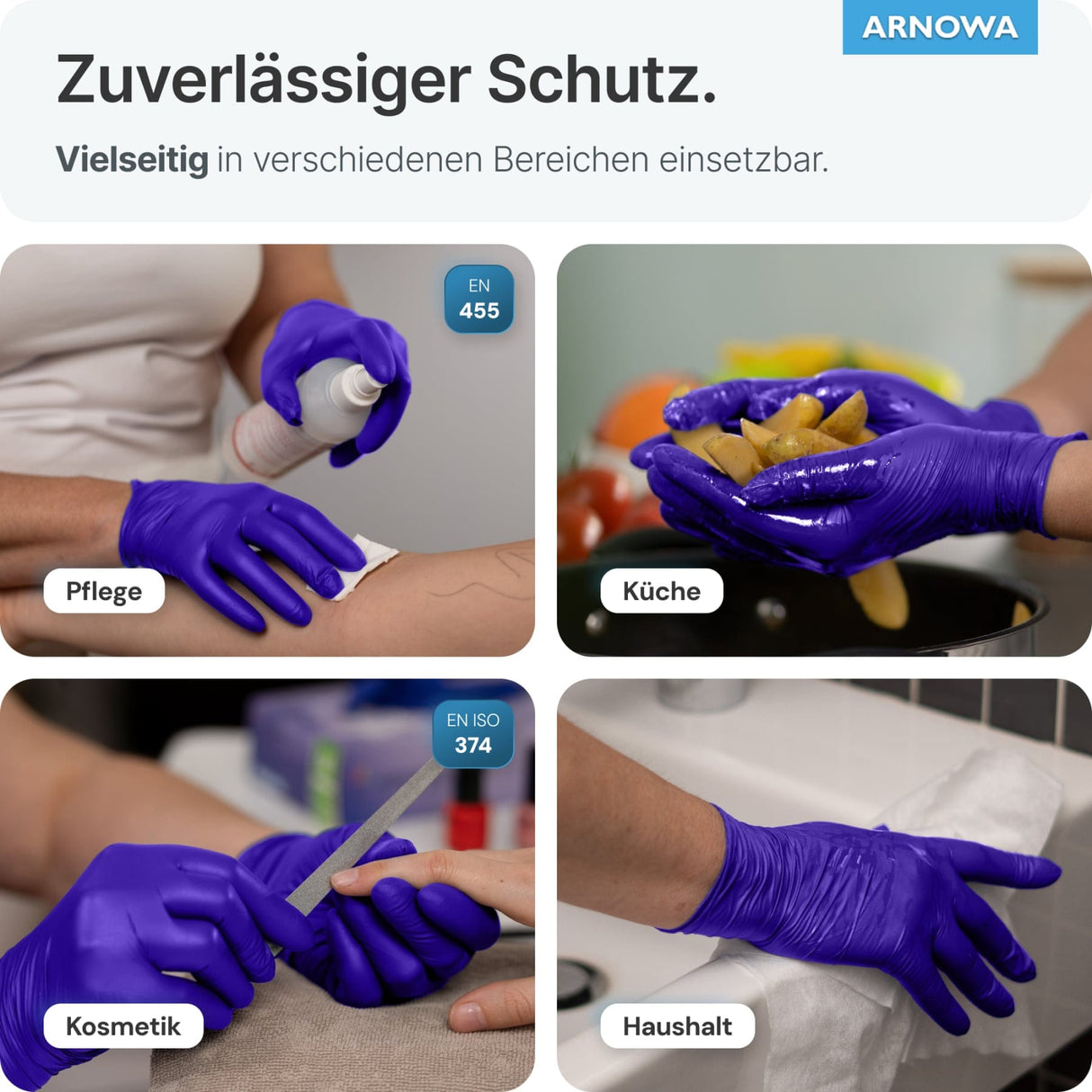 ARNOMED Nitril XTRA PURE Einmalhandschuhe, puderfrei, violett