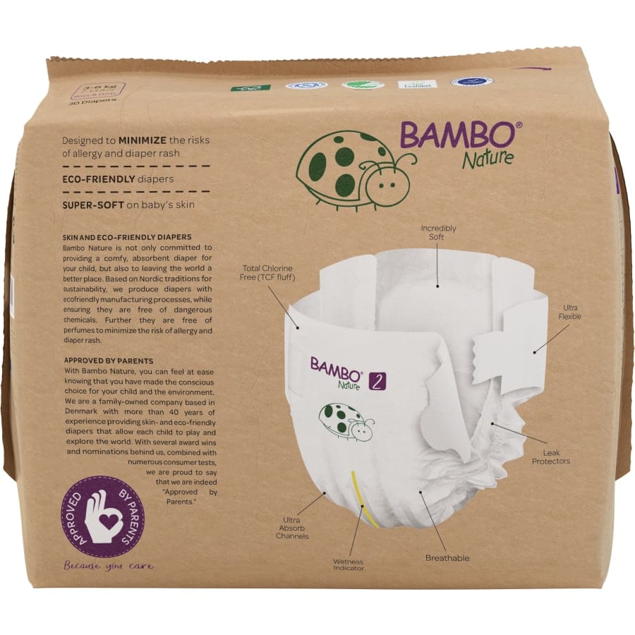 Bambo® Nature Windeln, Größe 2, 3 - 6 kg