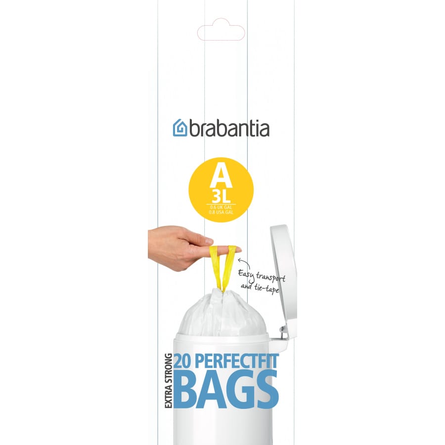 Brabantia (A) Müllbeutel, 3 Liter Karton (12 Rollen, 240 Beutel)
