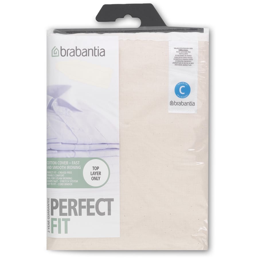 Brabantia Ersatz-Bügeltischbezug Größe C, 124 x 45 cm, Baumwolle, 2 mm Polster Gemischt (neutral)