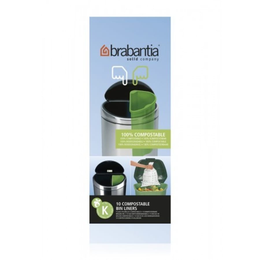 Brabantia kompostierbare Müllbeutel, 12 Liter, Code C und K (Twin Bin) Code K (Twin Bin), Karton (120 Beutel)