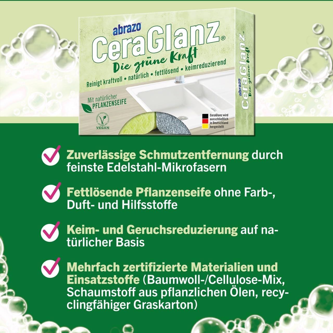 CeraGlanz Die grüne Kraft Küchenschwamm