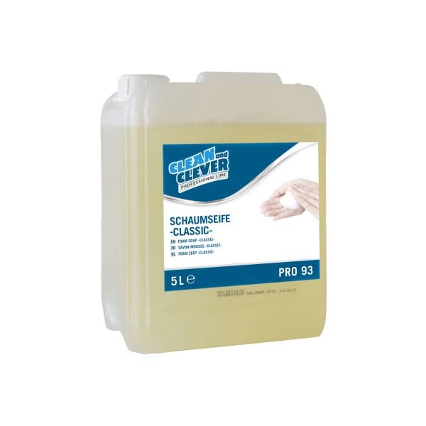PRO93 Schaumseife Clean and Clever, 5L Handseife für hygienische Reinigung in stark frequentierten Waschräumen.