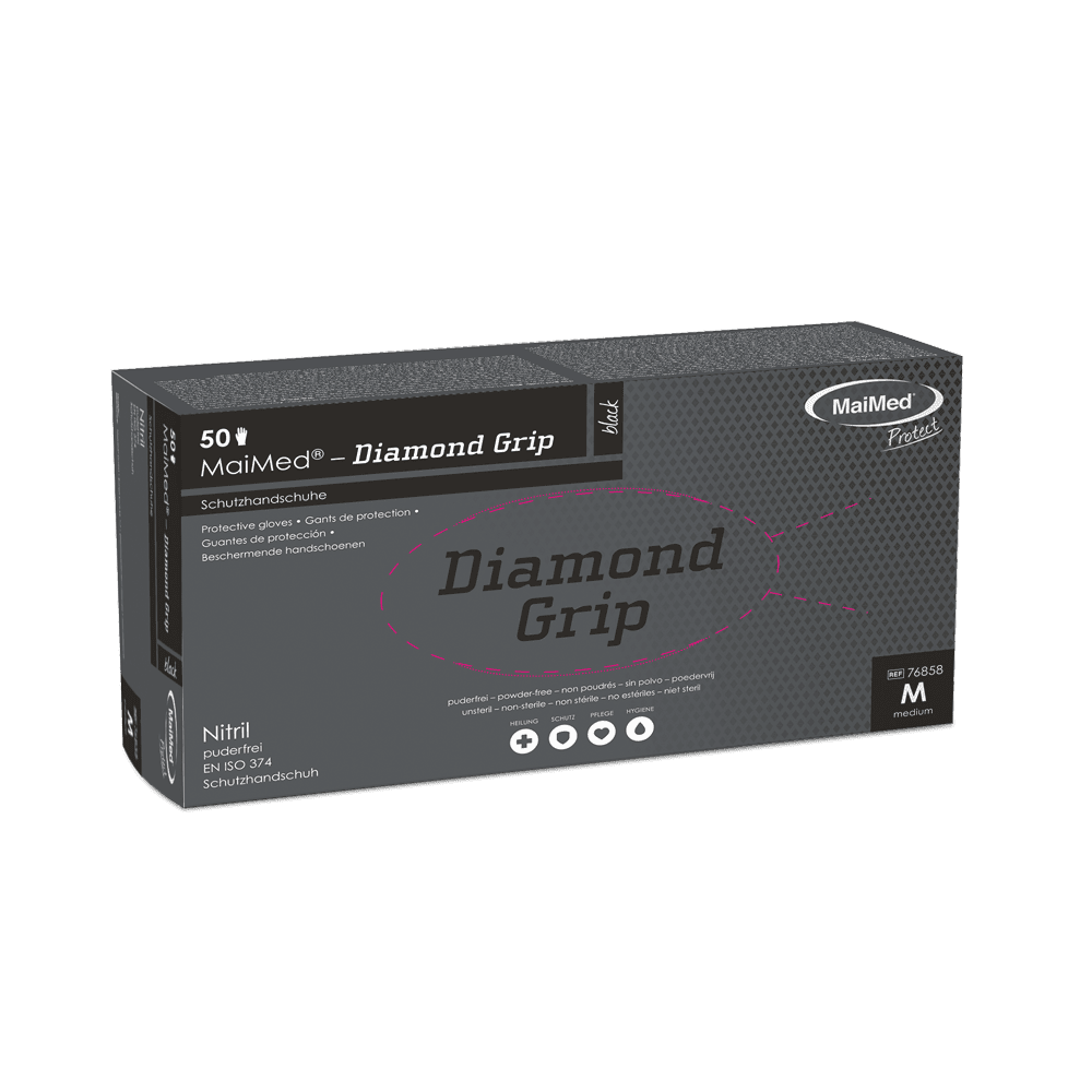 MaiMed Diamond Grip Einweghandschuhe schwarz