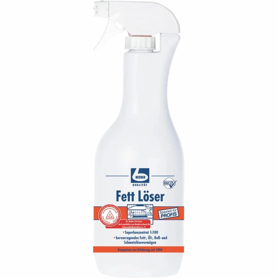 Dr. Becher Fettlöser Super-Konzentrat in Sprühflasche für effektive Fett- und Schmutzreinigung.