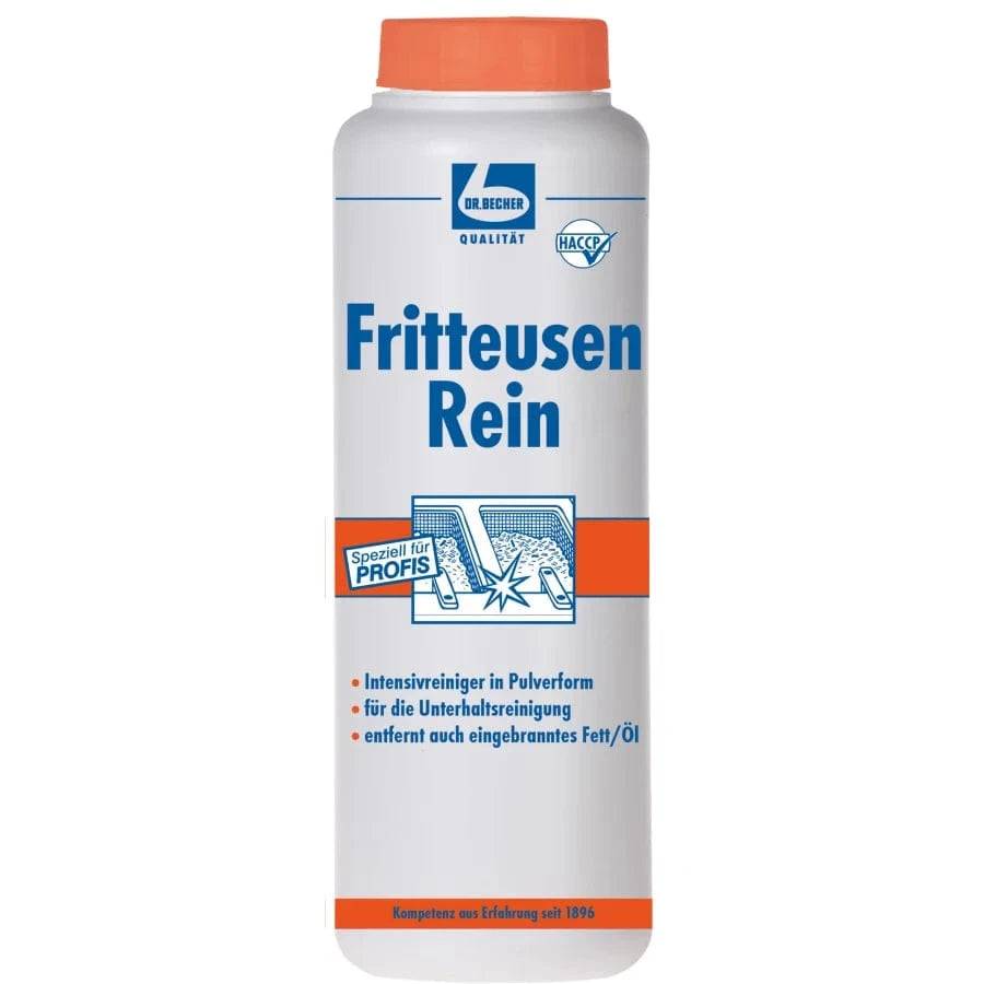 Dr. Becher Fritteusen-Rein Fettlöser in Pulverform für intensive Reinigung und Entfernung von Fetten und Ölen.